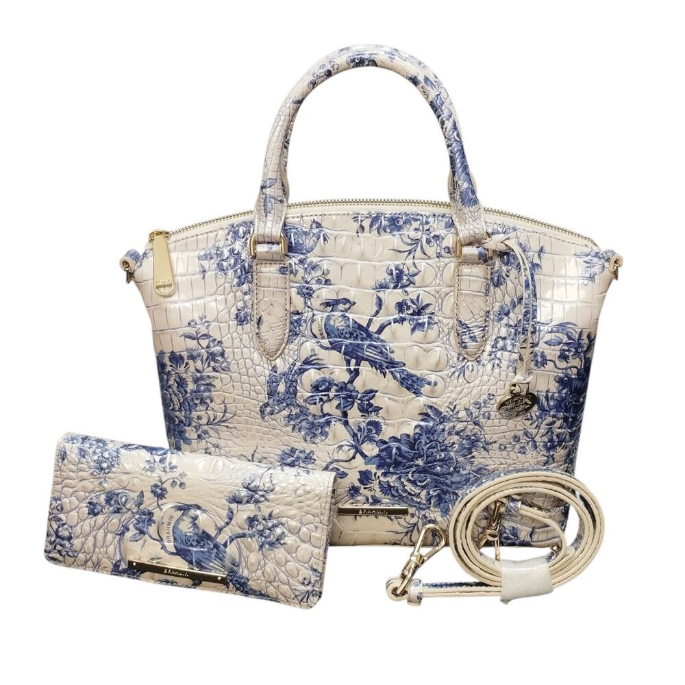 NWT Rare Brahmin Songbird Melbourne Leather Duxbury Satchel With Wallet Novelty